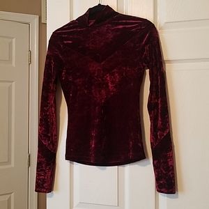 Free people maroon velvet mock neck XS